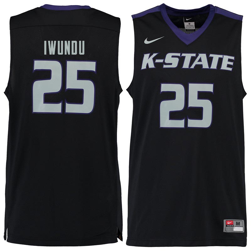 Men #25 Wesley Iwundu Kansas State Wildcats College Basketball Jerseys Sale-Black - Click Image to Close